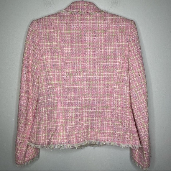 Grace Elements Women”s Pink Blazer 8P Textured Fringe Barbie Cottagecore Boho - Picture 3 of 15